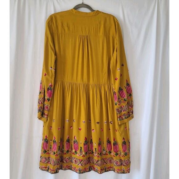 Anthropologie Floreat Womens Raella Yellow Embroidered Dress XL - Picture 7 of 8
